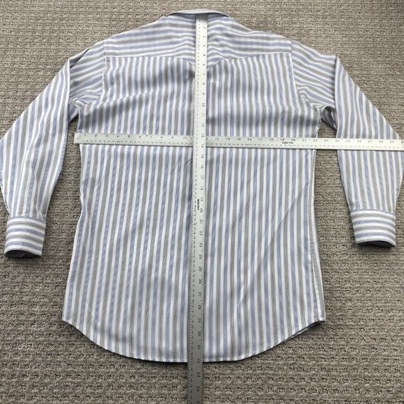 Panhandle Slim Shirt Men Medium M White Blue Striped Button Up Pear Snap Western - Picture 6 of 8